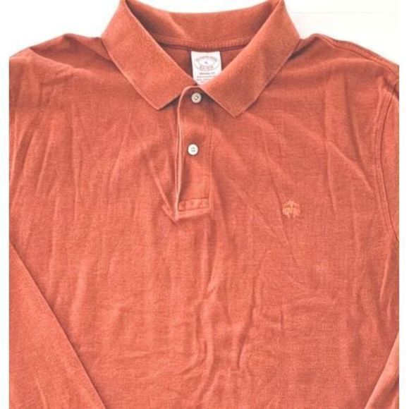 Brooks Brothers Orange LS Casual Rugby‎ Performance Polo Shirt Supima Cotton XL - Picture 1 of 7